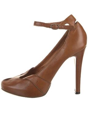 Givenchy Brown Leather Ankle-Strap Stiletto Pump